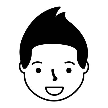 gülümseyen adam yüz çizgi film beyaz arka plan