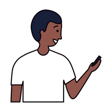 cep telefonu cihazı beyaz arka plan kullanarak adam