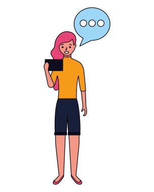 telefon konuşma balonu kullanan kadın