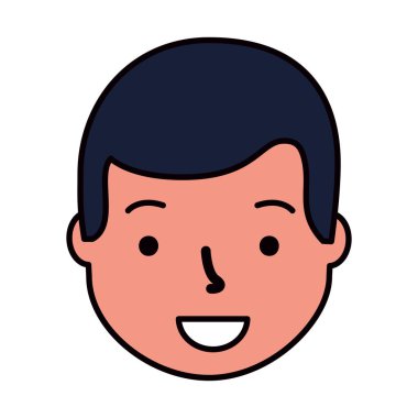 gülümseyen adam yüz çizgi film beyaz arka plan