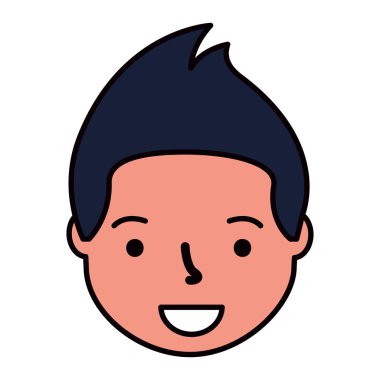 gülümseyen adam yüz çizgi film beyaz arka plan