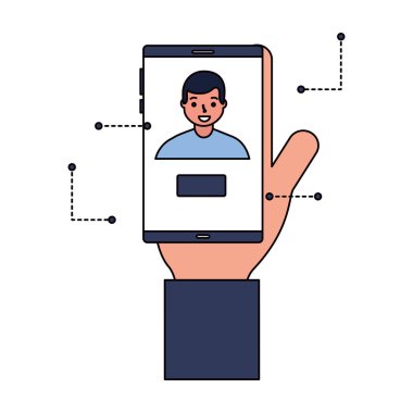 Mobil yüz tarama adamla el