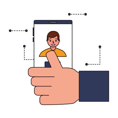 Mobil yüz tarama adamla el