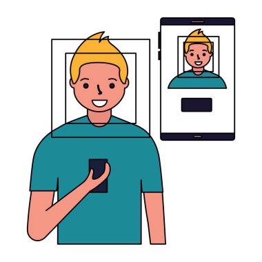 Adam yüz tarama biyometrik dijital teknoloji