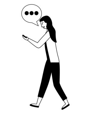 telefon konuşma balonu kullanan kadın