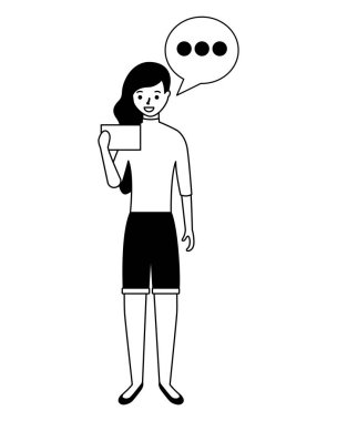 telefon konuşma balonu kullanan kadın