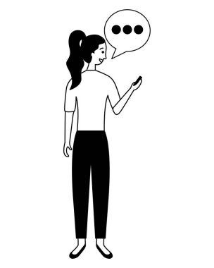telefon konuşma balonu kullanan kadın