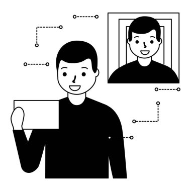 Adam yüz tarama biyometrik dijital teknoloji