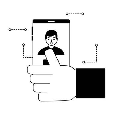 Mobil yüz tarama adamla el