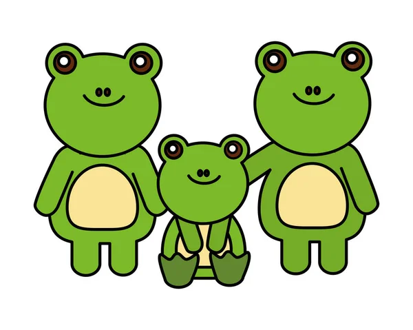 Cute family frogs animals cartoon — Stock Vector