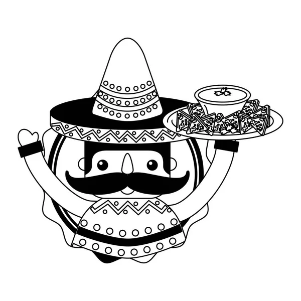 Hombre mexicano con sombrero y comida — Archivo Imágenes Vectoriales