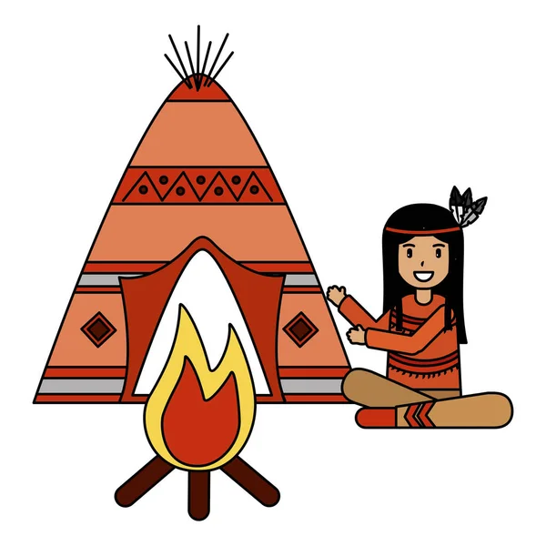 Personaggio dei nativi americani — Vettoriale Stock