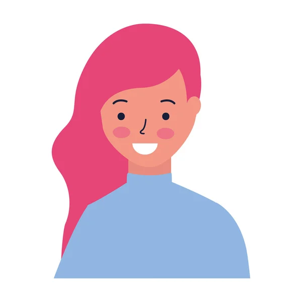 Retrato mujer carácter sobre fondo blanco — Vector de stock