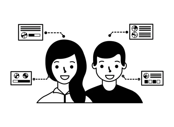 Homme et femme technologie des procédés biométriques — Image vectorielle