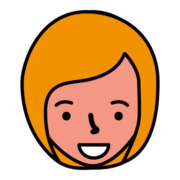 Lächelnde Frau Gesicht Cartoon weißen Hintergrund — Stockvektor