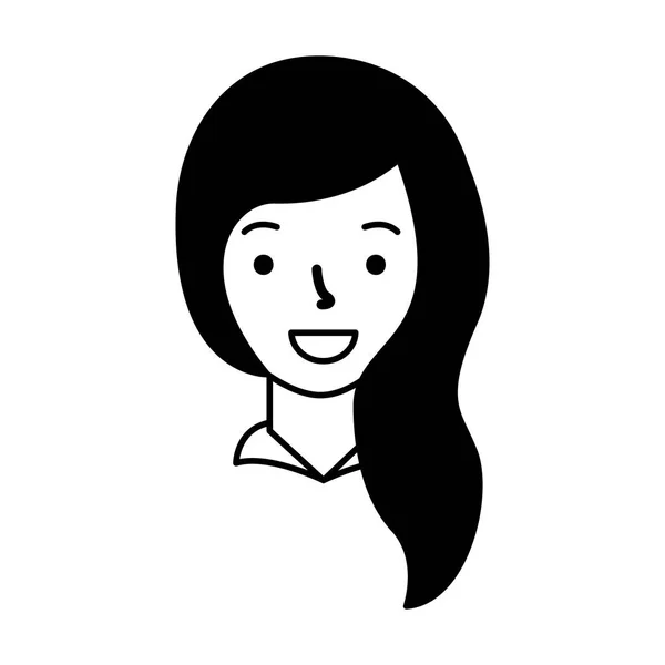 微笑的妇女面孔动画片白色背景 — 图库矢量图片