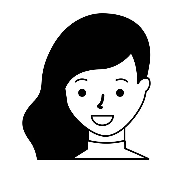 Sorridente mulher rosto desenho animado fundo branco —  Vetores de Stock