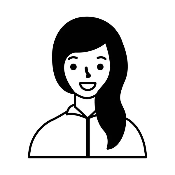 Portrait femme personnage sur fond blanc — Image vectorielle