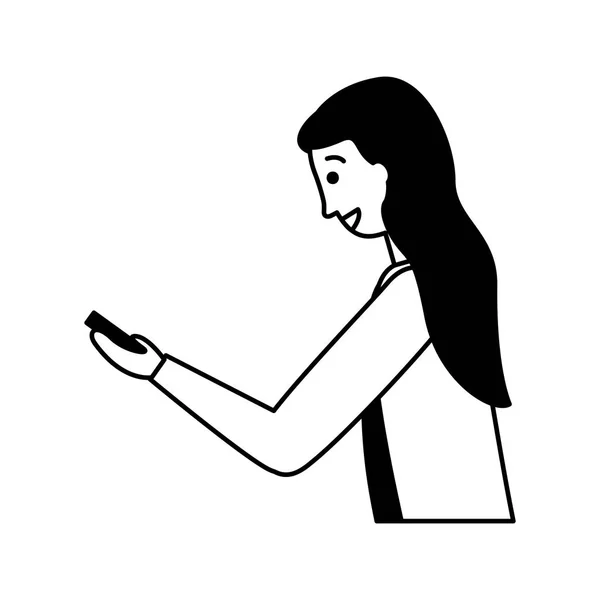 使用手机设备的妇女 — 图库矢量图片
