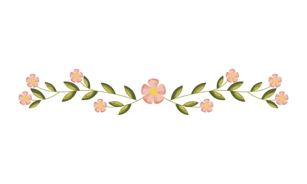 Blumen und Blätter Dekoration auf weißem Hintergrund — Stockvektor