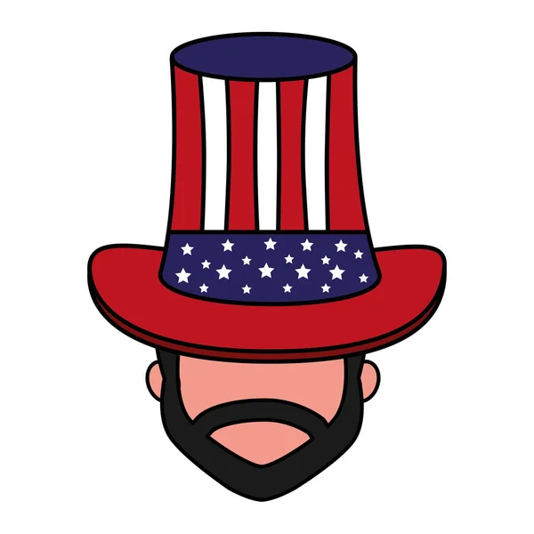 帽子アメリカ国旗幸せ大統領日ベクトル図とサム — ストックベクタ