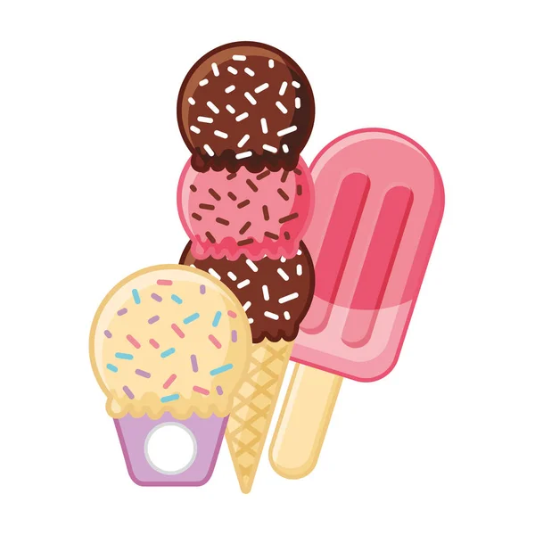 Glace glace cône popsicle — Image vectorielle