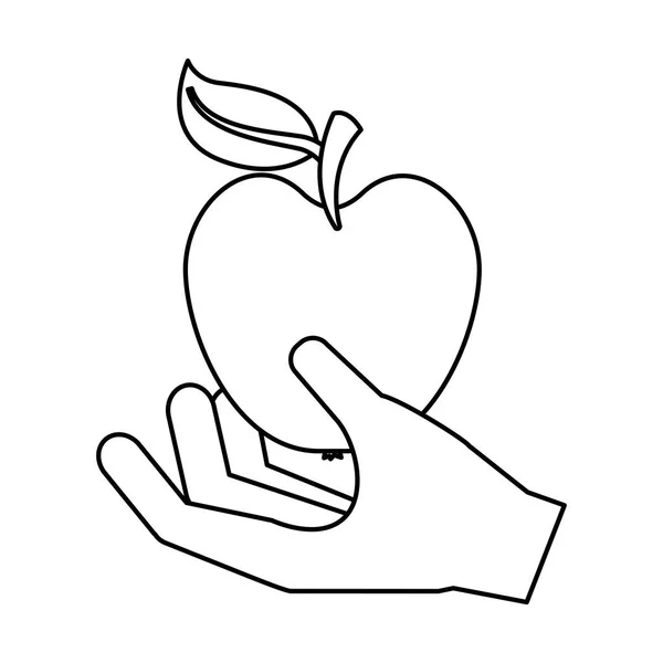 Hand with fresh apple — Stock Vector