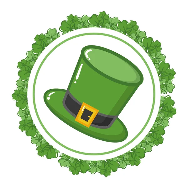 Hat Clover Frame Happy Patricks Day Vector Illustration — Stock Vector