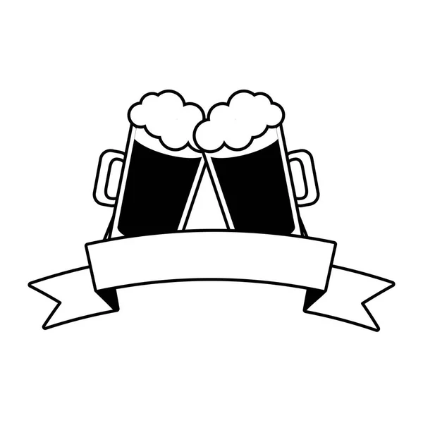 Due tazze di birra celebrazione — Vettoriale Stock