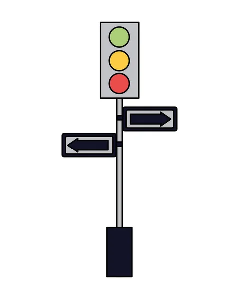 Traffic lights pole arrows signal — Stock Vector
