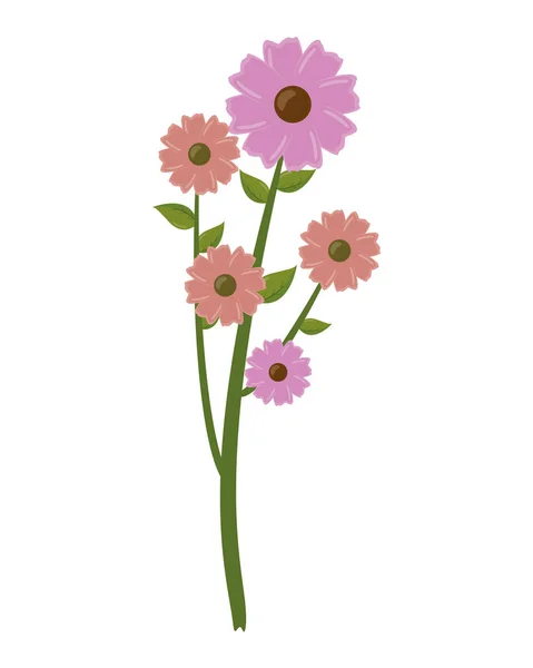 Bloemen stengel bladeren — Stockvector