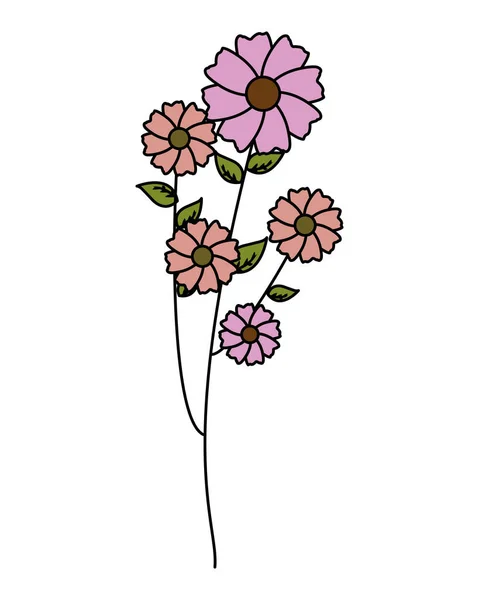Flores tallo hojas — Archivo Imágenes Vectoriales