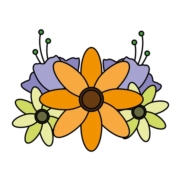 Flores hojas decoración — Vector de stock