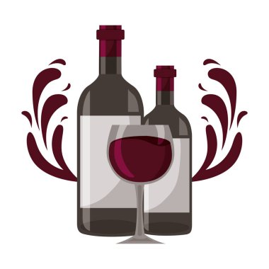 Cam bardak su sıçramalarına şarap şişe