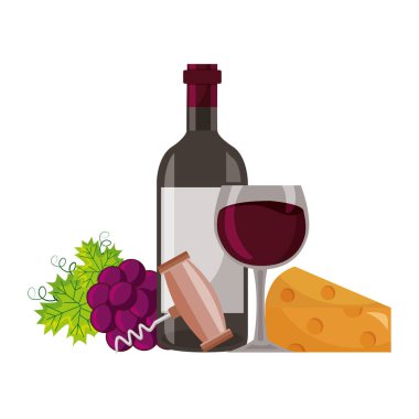 şarap şişesi Kupası tirbuşon peynir üzüm