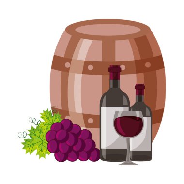 şarap şişeleri Kupası varil ve taze üzüm