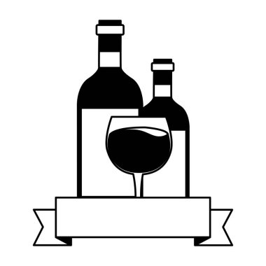 wine bottles glass cup ribbon