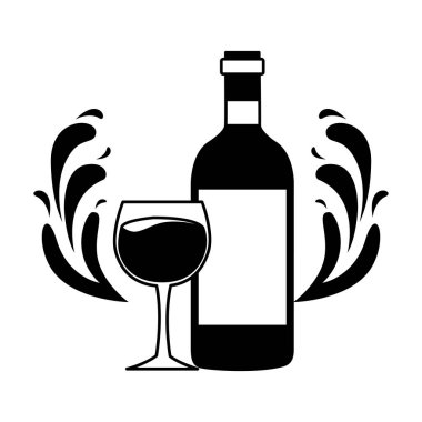 şarap şişesi cam bardak su sıçramalarına