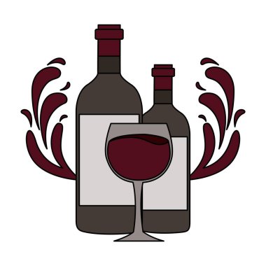 Cam bardak su sıçramalarına şarap şişe