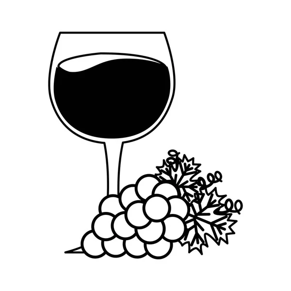 Bicchiere di vino tazza grappolo di uva fresca — Vettoriale Stock