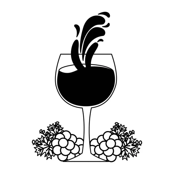 Copo de vinho molho de uvas frescas respingo — Vetor de Stock