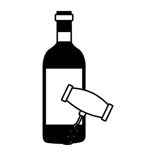 Botol anggur pembuka botol - Stok Vektor