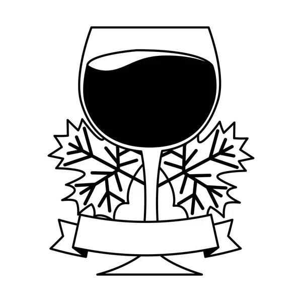 Ruban feuilles de verre de vin — Image vectorielle