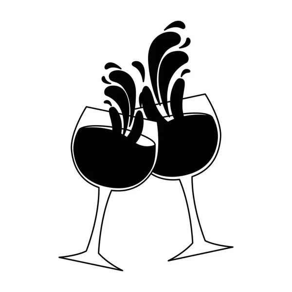 Wine glasses toast splashing celebration — Stock Vector