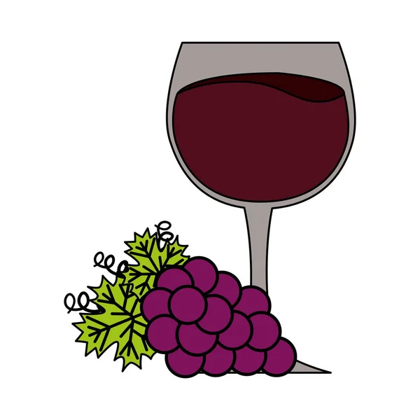 Tasse de vin bouquet de raisins frais — Image vectorielle