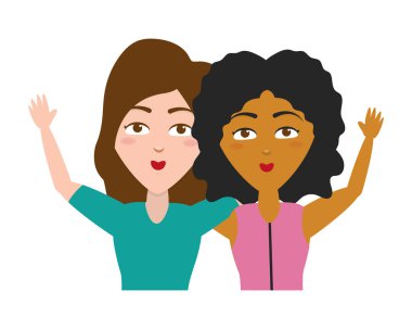 iki kadın portre sallanan el