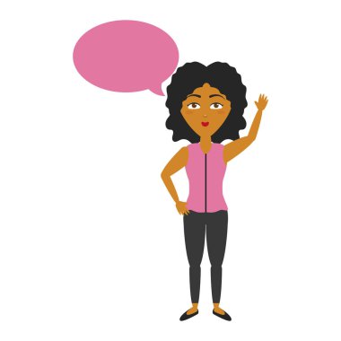 kadın sallanan el konuşma balonu