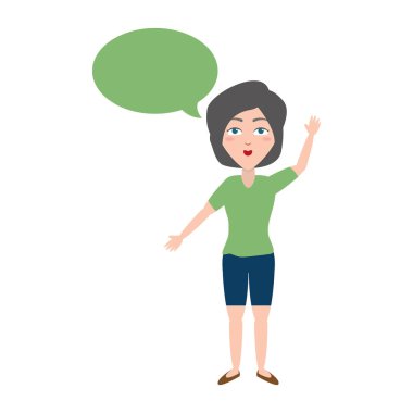 kadın sallanan el konuşma balonu