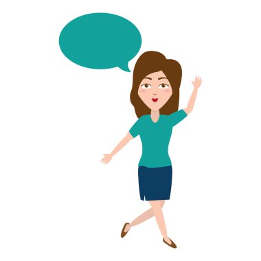 kadın sallanan el konuşma balonu