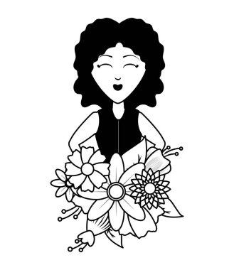 buket çiçek ile mutlu kadın